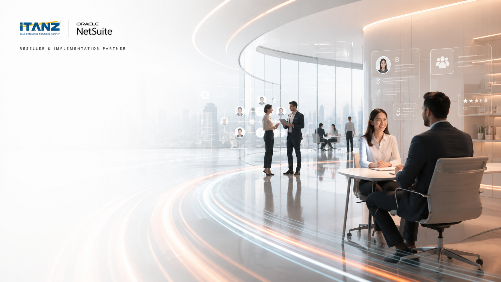 iTANZ and Oracle NetSuite finance overview showing period-end close status, invoice created, payment received and bank reconciliation activity